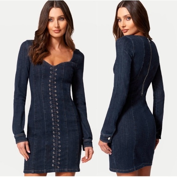 bebe Dresses & Skirts - Bebe Eyelet Detail Denim Dress